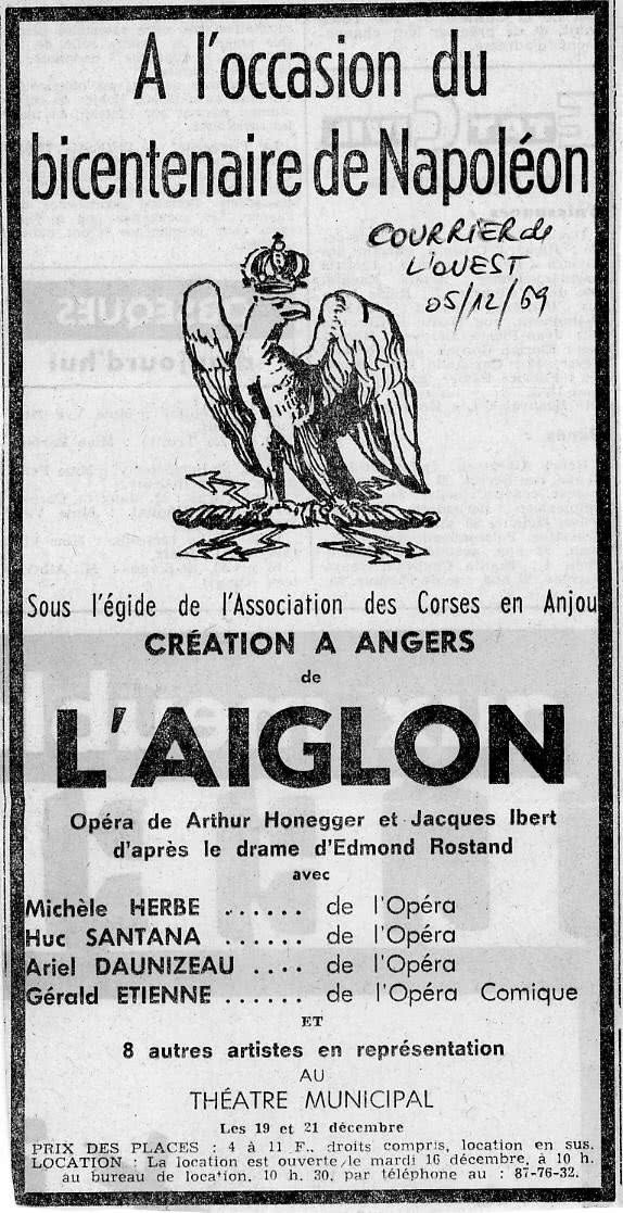 Ariel Daunizeau - L'Aiglon - Courrier de l'Ouest 5 décembre 1969
