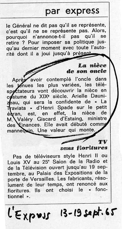 Ariel Daunizeau - Traviata - L'Express 13 septembre 1965