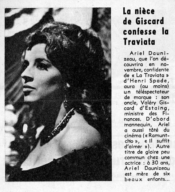 Ariel Daunizeau - Traviata - Télé Dernière 8 septembre 1965