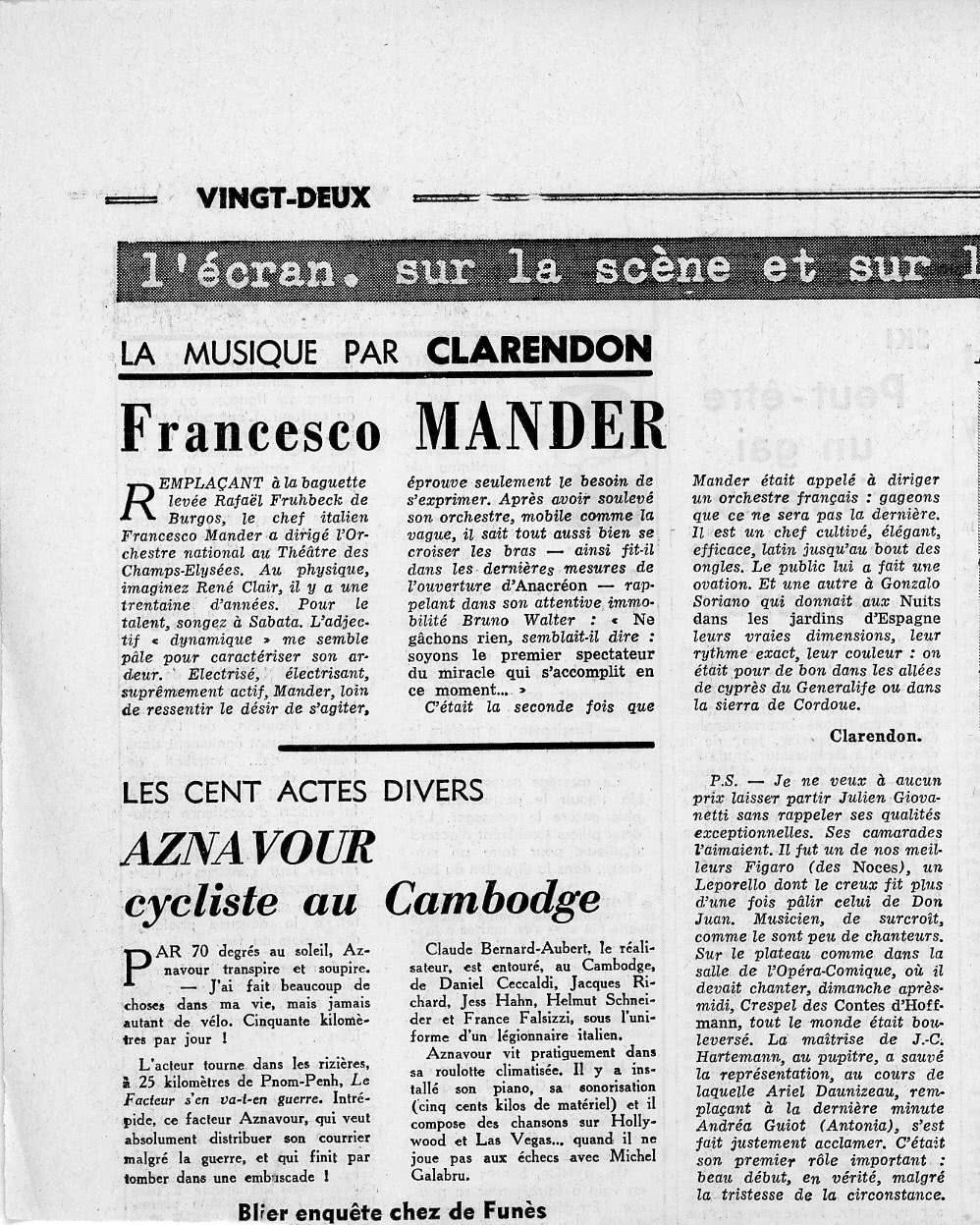 Ariel Daunizeau - Les Contes d'Hoffmann Le Figaro 3 février 1966