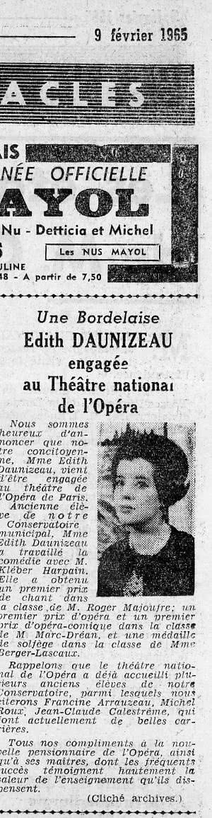 Ariel Daunizeau Entrée à l'Opéra - Février 1965