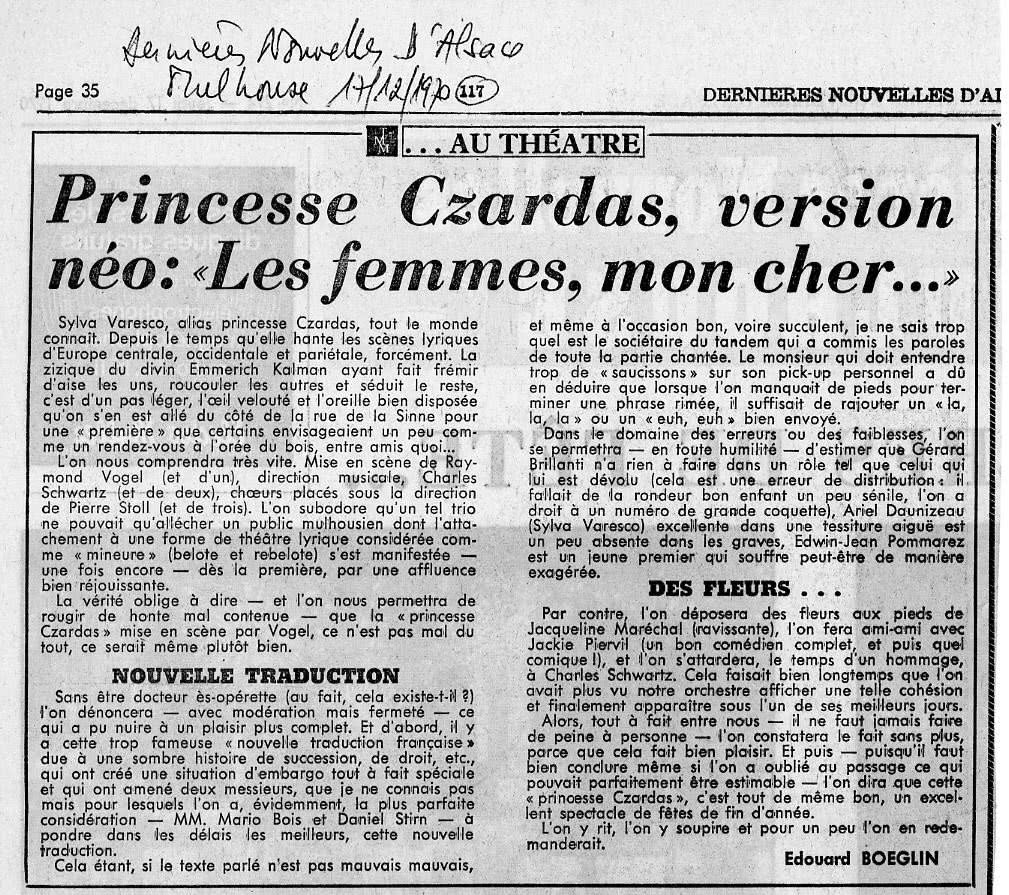 Ariel Daunizeau - Princesse Czardas - Mulhouse 1970