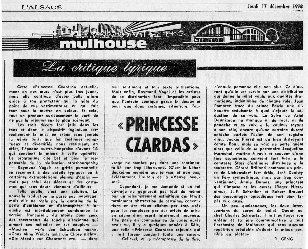 Ariel Daunizeau - Princesse Czardas - Mulhouse 1970