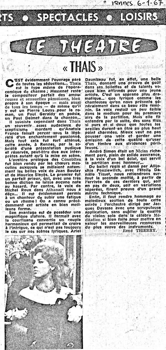 Ariel Daunizeau Thaïs Rennes 6 janvier 1967